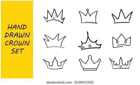 HAND DRAWN CROWN DOODLE VECTOR 