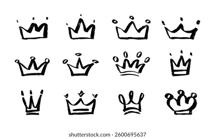 Hand Drawn Crown Doodle Vector Illustration for Royal and Decorative Design Elements
