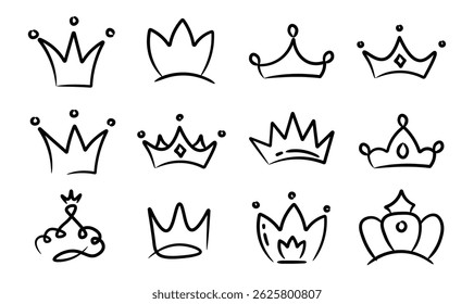 Hand Drawn Crown doodles Vector
