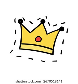 Diseño de Ilustración vectorial de estilo de contorno de icono de elemento de corona dibujado a mano