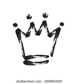 Hand drawn crown in grunge sketch style isolated on white