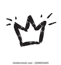 Hand drawn crown in grunge sketch style isolated on white