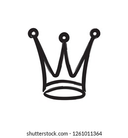 Hand drawn crown icon isolated on white background for queen logo, princess diadem symbol, doodle illustration, pop art element, beauty and fashion shopping concept. vector 10 eps