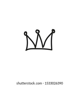 Hand drawn crown icon isolated on white background for queen logo, princess diadem symbol, doodle illustration, pop art element, beauty and fashion shopping concept. vector
