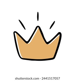 Hand drawn crown icon isolated vector illustration on white background.