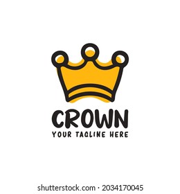 hand drawn crown icon symbol logo in doodle sketch style illustration