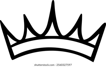 Hand drawn crown illustrating concepts of royalty, power, and authority, perfect for use in logos, icons, or as decorative elements in various design projects