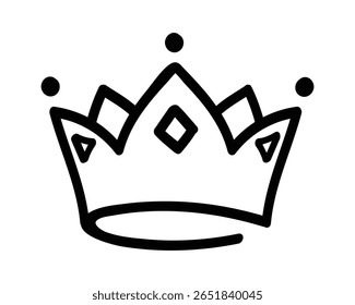Coroa desenhada à mão ilustrando temas de realeza, poder e liderança, transmitindo monarquia e autoridade. Perfeito para melhorar vários projetos de design com elegância e charme