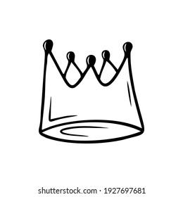 Handgezeichnete Krone einzeln auf weißem Hintergrund. Doodle, einfache Umrissgrafik. Es kann für die Dekoration von Textilien, Papier verwendet werden.