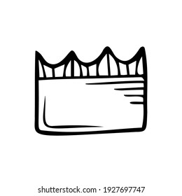 Hand drawn crown isolated on a white background. Doodle, simple outline illustration. It can be used for decoration of textile, paper.