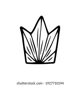 Corona dibujada a mano aislada en un fondo blanco. Doodle, simple ilustración de contorno. Se puede usar para la decoración de textiles, papel.