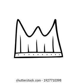 Hand drawn crown isolated on a white background. Doodle, simple outline illustration. It can be used for decoration of textile, paper.