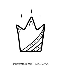 Hand drawn crown isolated on a white background. Doodle, simple outline illustration. It can be used for decoration of textile, paper.