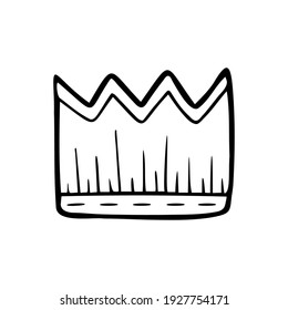 Hand drawn crown isolated on a white background. Doodle, simple outline illustration. It can be used for decoration of textile, paper.
