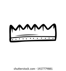 Corona dibujada a mano aislada en un fondo blanco. Doodle, simple ilustración de contorno. Se puede usar para la decoración de textiles, papel.