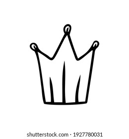 Hand drawn crown isolated on a white background. Doodle, simple outline illustration. It can be used for decoration of textile, paper.