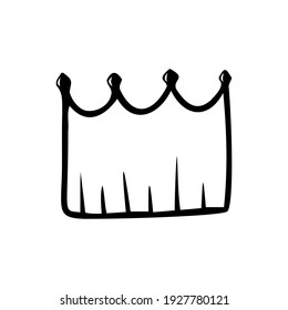 Corona dibujada a mano aislada en un fondo blanco. Doodle, simple ilustración de contorno. Se puede usar para la decoración de textiles, papel.