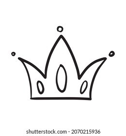 Hand drawn crown isolated on white background. Simple corona illustration.
