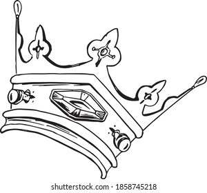 Hand drawn crown. Jewel vector illustration. 