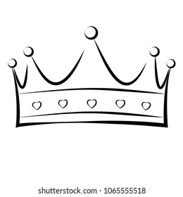 A hand drawn crown of a king or queen in black and white
