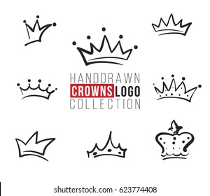 Hand drawn crown logo collection
