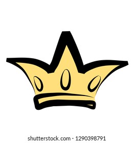 Hand drawn crown logo and icon on white, stock vector illustration