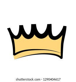 Hand drawn crown logo and icon on white, stock vector illustration