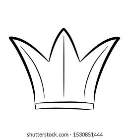 Hand drawn crown logo and icon on white, stock vector illustration