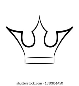 Hand drawn crown logo and icon on white, stock vector illustration