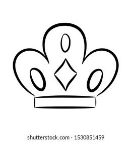 Hand drawn crown logo and icon on white, stock vector illustration