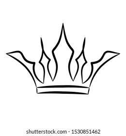 Hand drawn crown logo and icon on white, stock vector illustration