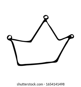 Hand drawn crown logo isolated on a white background. Stock vector illustration.