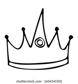 Hand drawn crown logo isolated on a white background. Stock vector illustration.