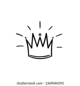 Hand drawn crown logo for queen icon  princess diadem symbol  doodle illustration  pop art element  beauty   fashion shopping concept 