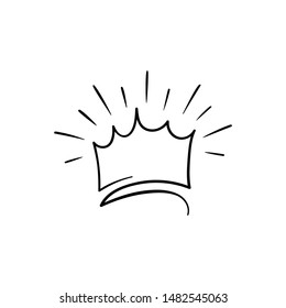Hand drawn crown logo for queen icon, princess diadem symbol, doodle illustration, pop art element, beauty and fashion shopping concept.