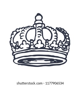 Hand Drawn Crown on white Background. Vector illustration