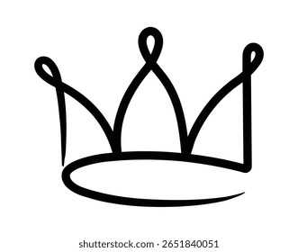 Coroa desenhada à mão representando realeza, poder e liderança, perfeita para aprimorar logotipos, marcas e vários projetos criativos, além de adicionar um toque de elegância e sofisticação