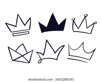 hand drawn Crown Scribbles Line Vector King Crown Scribble drawing