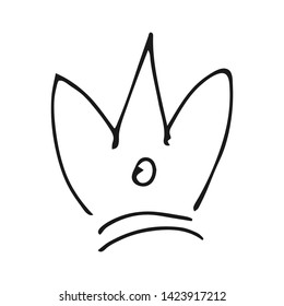 Hand drawn crown. Simple graffiti sketch queen or king crown. Royal imperial coronation and monarch symbol. Black brush doodle isolated on white background. Vector illustration.