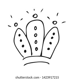 Hand drawn crown. Simple graffiti sketch queen or king crown. Royal imperial coronation and monarch symbol. Black brush doodle isolated on white background. Vector illustration.
