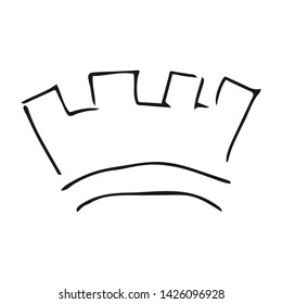Hand drawn crown. Simple graffiti sketch queen or king crown. Royal imperial coronation and monarch symbol. Black brush doodle isolated on white background. Vector illustration.