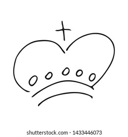 Hand drawn crown. Simple graffiti sketch queen or king crown. Royal imperial coronation and monarch symbol. Black brush doodle isolated on white background. Vector illustration.