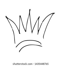 Hand drawn crown. Simple graffiti sketch queen or king crown. Royal imperial coronation and monarch symbol. Black brush doodle isolated on white background. Vector illustration.