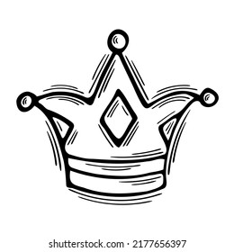 Hand drawn crown. Sketch style. Doodle icon. Royal tiara. Vector illustration
