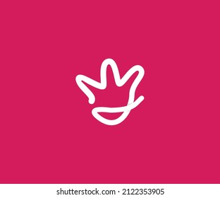 Hand Drawn Crown With Smile Vector Icon,  Finger Tips With Hand Drawn Design, 3 Fingers With Smile Abstract Icon