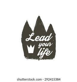 Hand drawn crown with text space, banner, icon, motivation writing