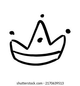 Hand drawn crown vector doodle symbol queen. Luxury sketch art royal icon king and majestic royalty tiara monarch sign. Monarch kingdom line illustration and isolated jewelry drawing black element