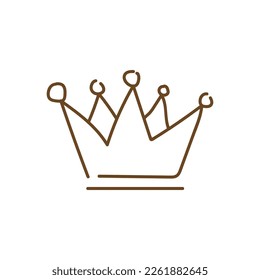 Vector de la Corona dibujado a mano. Dibujo vectorial con tiras de perro. Cabeza real, Corona del Rey, Corona de la Reina