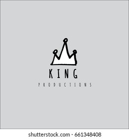 Hand drawn crown vector logo 