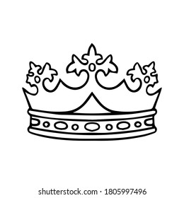Hand drawn crown vector white background